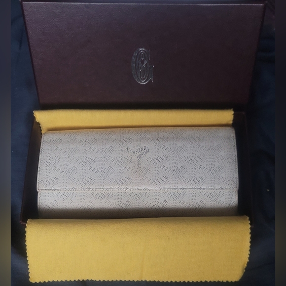 GOYARD White APM Varenne Long Wallet with Cross body Chain/Strap +Box Authentic - Picture 2 of 16